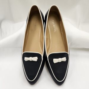 Talbots Indigo Blue Francesca Driving Flats White Piping Women's Size 9.5M